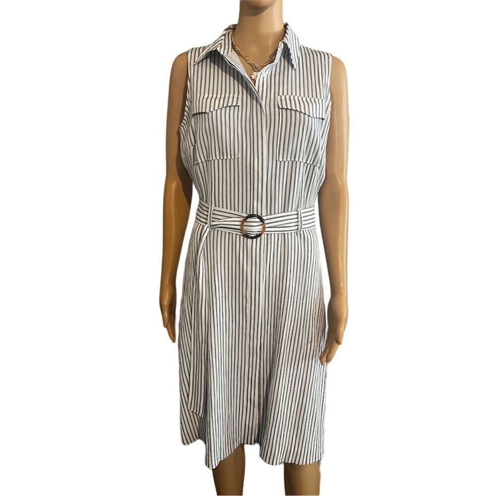 White House Black Market Striped Black and White Dress